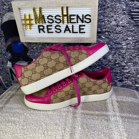 GUCCI BROOKLYN ORIGINAL BEIGE CANVAS LACE UP SHOES - Picture 4 of 9